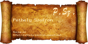 Pethely Szofron névjegykártya
